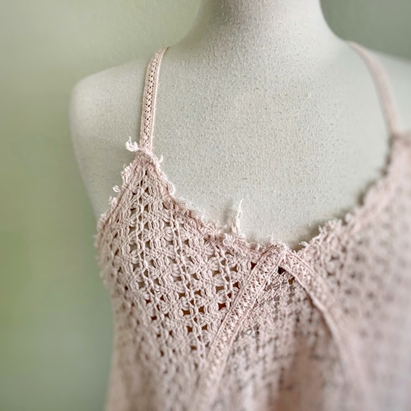 FREE PEOPLE | Blush Pink Open Knit
Racerback Top - Picture 4 of 7